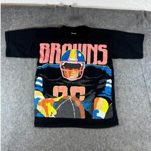 Vintage 80s Cleveland Browns Shirt Mens Large Black Graphic NFL Streetwear USA
